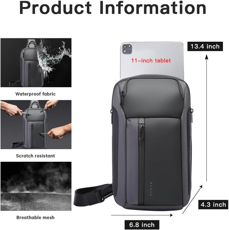 BANGE Men's Crossbody Backpack - Waterproof Shoulder Bag for Travel, Hiking & Daily Commute - Image 3